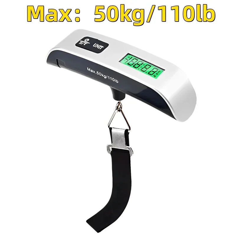50kg/110lb Portable Digital Luggage Weight Scale LCD Display Pocket Electronic Suitcase Travel Scale Balance Baggage Weight Tool