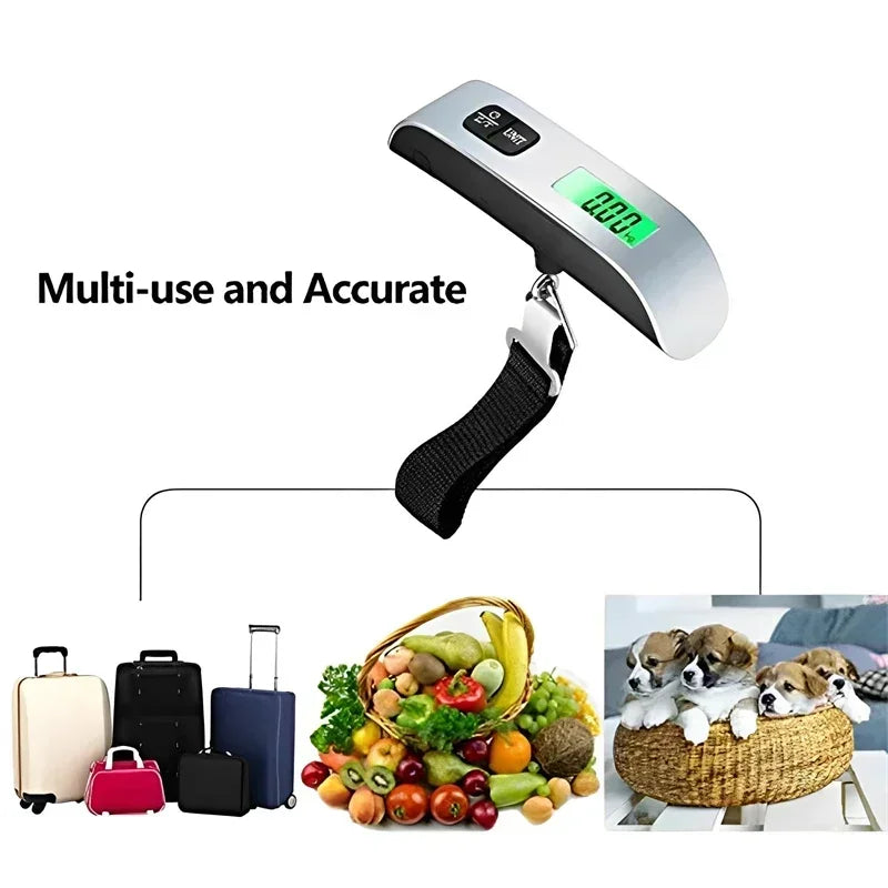50kg/110lb Portable Digital Luggage Weight Scale LCD Display Pocket Electronic Suitcase Travel Scale Balance Baggage Weight Tool